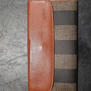 Fendi pequin flap logo bifold wallet. No callouts